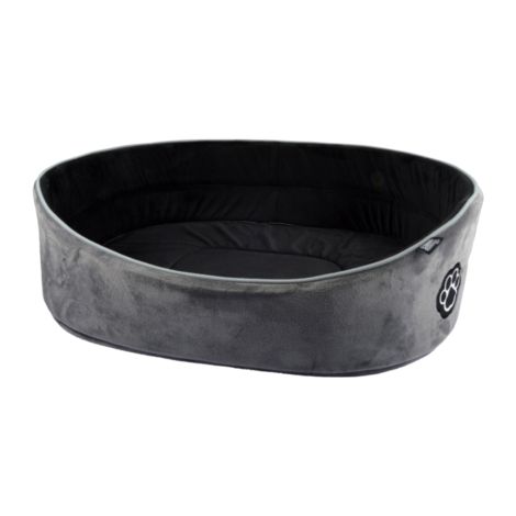 Panier ovale pour animaux en velours - Gris et noir - L 75 x l 57 cm - Gamme Patchy - Livraison gratuite (1/5)
