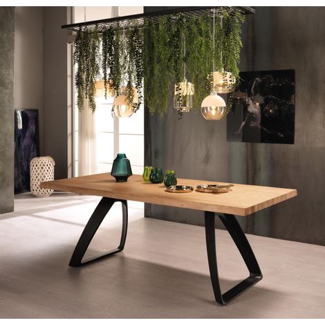 Tavolo in rovere termocotto e gambe nere 100x200x76h cm (1/4)