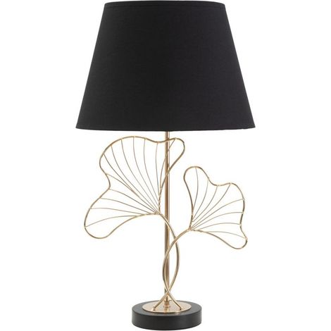 Lampe à Poser en Métal "Feuilles" 60cm Or & Noir (1/5)