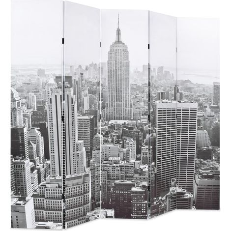 Cloison de séparation pliable 200x170 cm New York Noir et blanc (1/5)