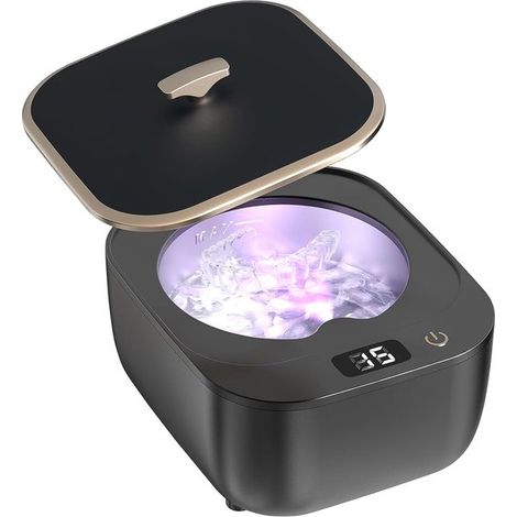 Limpiador ultrasónico para retenedores de 48 kHz，compatible con retenedores，dentaduras postizas y protectores bucales (1/5)