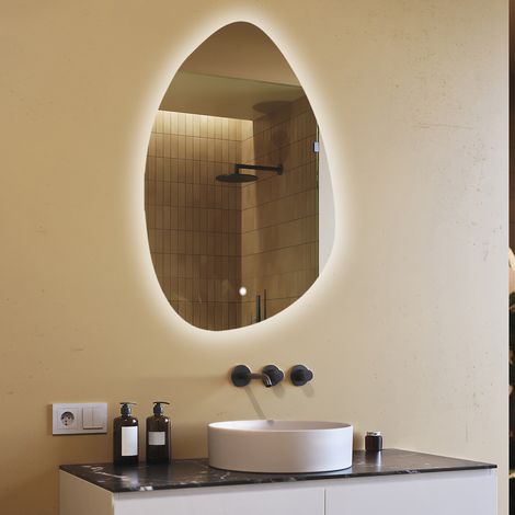 Espejo de baño LED Artforma, 64x94, Interruptor táctil, LED Dual, Espejo Irregular (1/5)