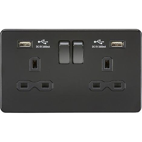 Compatible avec une prise 13A 2G, avec double chargeur USB (2,4A) - Noir mat - SFR9224MBB (1/5)