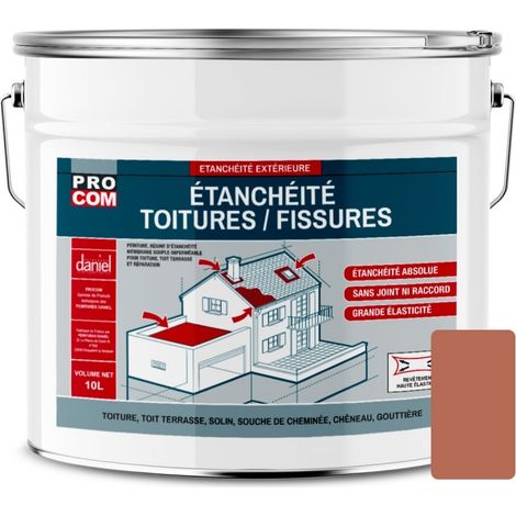 Peinture, résine d'étanchéité toiture, réparation tuiles, fissures, anti-fuites, décore, protège, plusieurs coloris PROCOM B46A55 10 litres