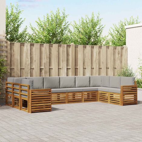 vidaXL Ecksofa Set mit Kissen 10 pcs Natürlich und Hellgrau (1/5)
