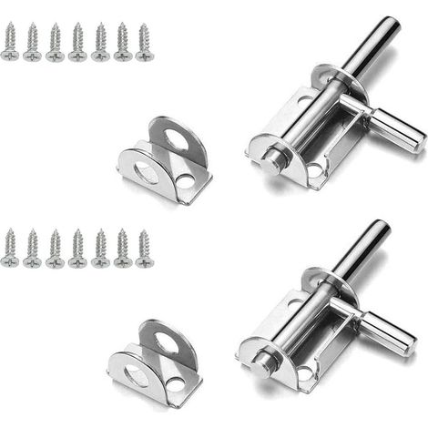 Serrures de porte, 2 pièces, petit verrou en acier inoxydable, pêne de 65 mm avec verrou coulissant à vis (1/5)