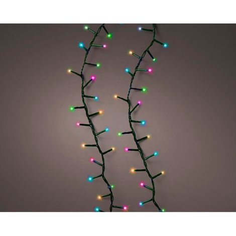 Kompakte LED-Girlande, blinkend, mehrfarbig, pastellfarben, 16 m, 500 LEDs, grünes Kabel