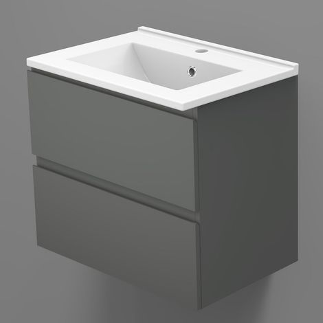 Ocean Meuble de salle de bain Armoire de rangement Meuble lavabo et Meuble de salle de bain avec vasque Anthracite 60x38.5x45cm (1/5)
