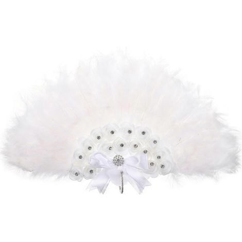 Éventails pliants Plume, éventails de mariage à main, éventail de danse de style chinois unique (1/5)