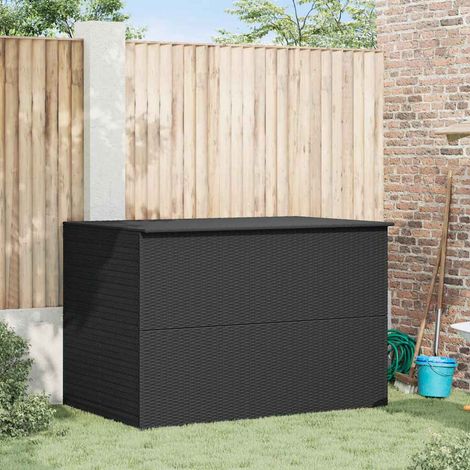 Boîte de rangement de jardin noir 150x100x100 cm résine tressée