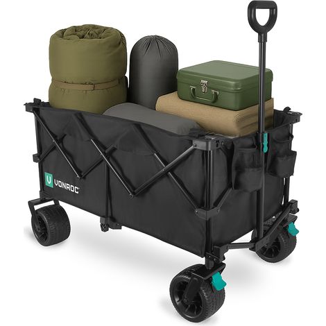 VONROC Bollerwagen XL – faltbar, 80 kg, 200 L – großer Transportwagen