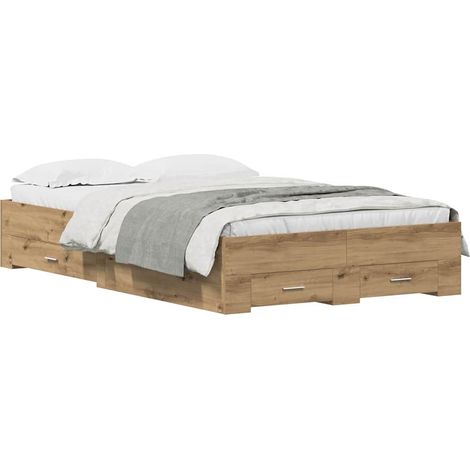 Bed Frame with Drawer Artisan Oak 120 x 190 cm Engineered Wood vidaXL