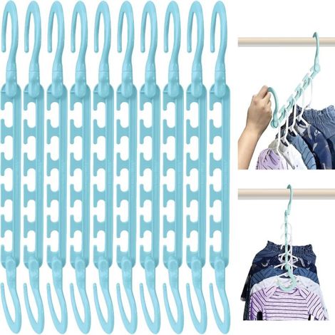 Cintres - Crochets renforcés, rotation à 360° - Idéal pour les dortoirs, les chambres d'amis et plus encore - Lot de 10, bleu (1/4)