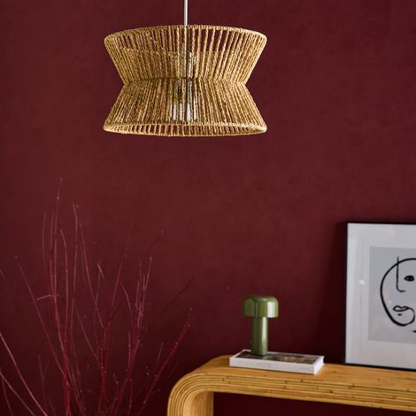 sweeek - Suspension luminaire imitation rotin Maud naturel Ø 35cm (1/5)