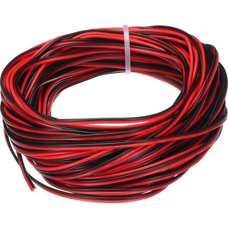 Fil Parallèle en PVC de 28 AWG à 2 Conducteurs, Longueur de 49,2 Pieds, Diamètre de 0,05 Pouce, Rouge Noir, Fil Flexible de 28 AWG pour Câble LED RVB, Câblage Interne (1/5)