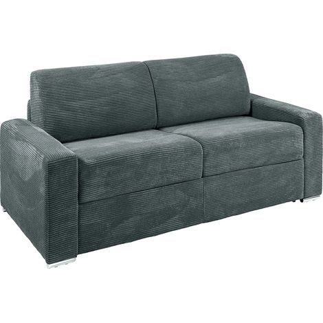Divano letto 3 posti a ribalta Posto letto doghe larghe 140cm Mater. 22cm memory foam Velluto a coste Grigio - CALITO (1/5)