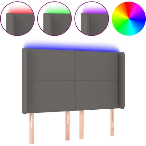Maison Exclusive - Testiera a LED Grigio 147x16x118/128cm in Similpelle