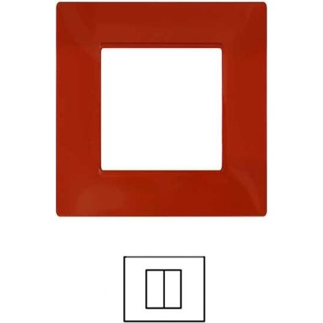 Placca 2 Posti ROSSO CORALLO V6002-15 Compatibile VIMAR Plana