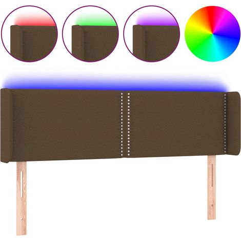Maison Exclusive - Cabecero con LED de tela marrón oscuro 147x16x (1/5)