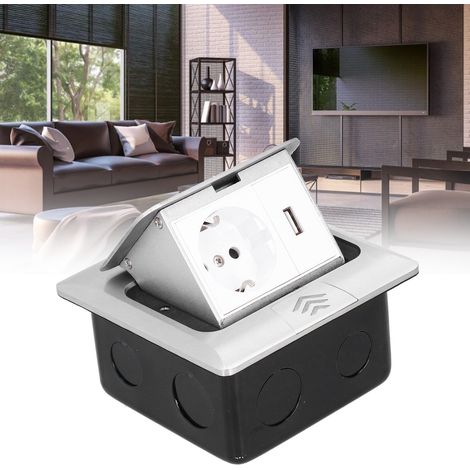 Boîte de Prise Électrique Escamotable au Sol avec USB - Norme EU, 250V 16A, Pop-up Lent