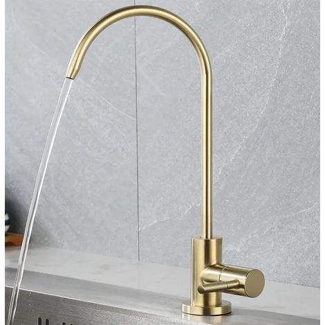 Purificateur d'eau de cuisine en acier inoxydable 304 (doré), purificateur d'eau rotatif à refroidissement unique, robinet d'eau potable direct (1/5)