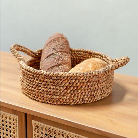 Corbeille à Pain et Panier de Rangement Rond en Jacinthe d'Eau Tressée - 2 Tailles - PANGIVO