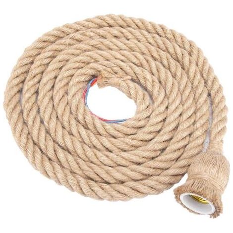 Pair - Câble en chanvre vintage 1,5m – Base E27 pour suspension rétro – Compatible avec ampoules E27 – Installation rapide (1/5)