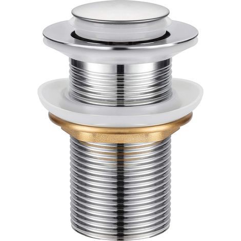 bellebio – Bonde de Lavabo,Universel Bonde Pop-up sans Trop-plein Bonde de Vidage Automatique avec Bouchon de Vidange sans Tirette à Clapet Push Open en Inox Chromée pour Lavabo Salle de Bain
