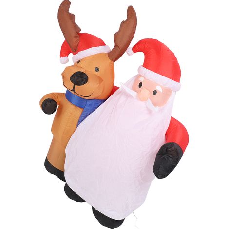 Lumières LED gonflables de noël pour vieux hommes et cerf, 1.6m, modèle de renne du père noël, accessoires d'extérieur, jouet pour décoration de jardin, prise américaine, 100 à 120V (1/5)
