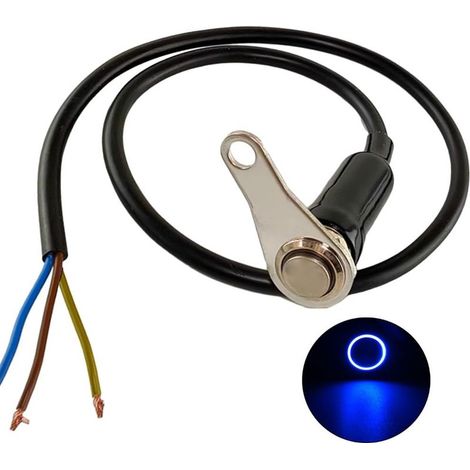 5A/12V Universal-Verriegelungsschalter aus Edelstahl mit blauer LED für Motorräder, verstellbare Lenkerhalterung, wasserdichter Schalterknopf (1/5)