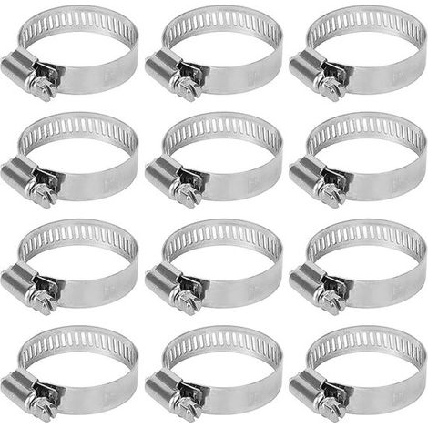 12 pièces - Colliers de serrage en acier inoxydable 304 - 44 mm - Résistants à la rouille - Colliers de fixation pour voiture, moto, bateau, aquarium et tondeuse (1/5)