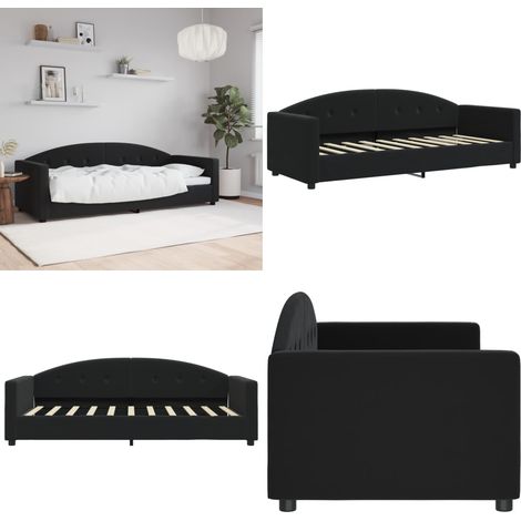 vidaXL Lit de repos sans matelas noir 80x200 cm velours (1/5)