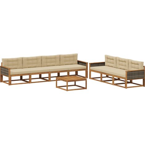 Outdoor Sofa Set with Cushion 8 pcs Natural and Beige vidaXL (1/5)