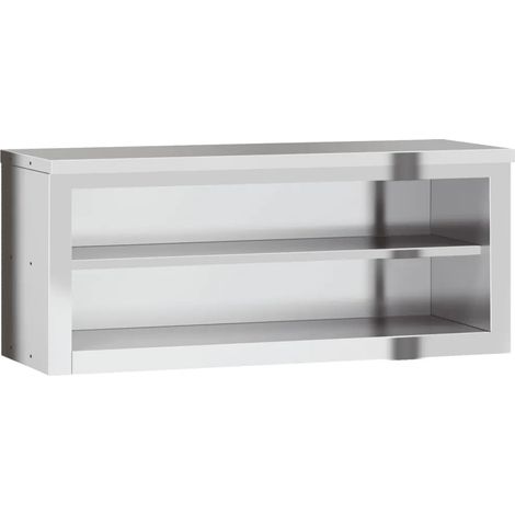 Armadio pensile da cucina con ripiano 110 x 40 x 46 cm design moderno igienico in acciaio inossidabile argentato 020047580