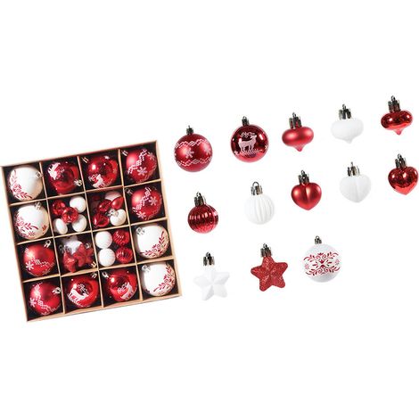 Fournitures de décorations de Noël : boules décoratives portables en plastique plaqué, style champagne, pour porche et intérieur, rouges et blanches. (1/5)