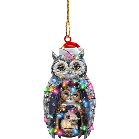 GARRYFIZH Pendentif de nol poulet avec chapeau écharpe, ornement suspendu pour arbre de nol, décoration de fête de vacances (1/5)