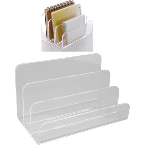 Transparenter, vertikaler Acryl-Brieforganizer mit 3 Fächern, ideal für Büro und Schule – Typ: Brieforganizer – Material: Acryl – Maße: 17,5 x 10,16 x 10,16 cm – 1 Stück (1/5)