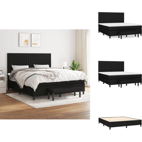 Boxspringbett mit Matratze Schwarz 160x200 cm Stoff - Boxspringbett - Doppelbett - Schlafsystem - Bettrahmen - Matratze (1/5)