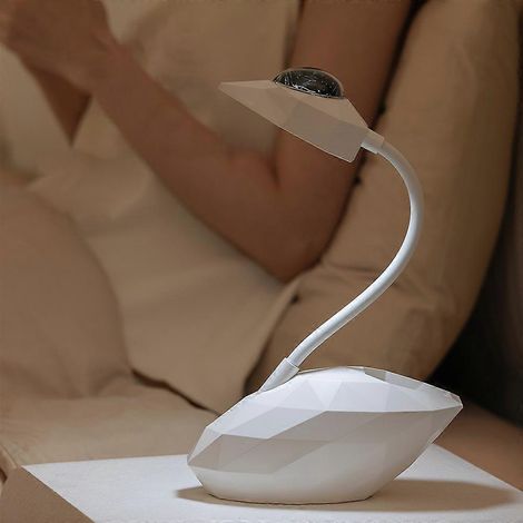 Lampe de table avec projecteur d'étoiles, lampe de chevet cygne élégante, lampe de bureau rechargeable à col de cygne avec porte-stylo ( ) (1/5)
