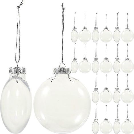 36 boules de Noël transparentes plates, 6 x 6 cm, pour sapin de Noël (1/2)