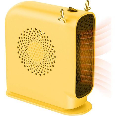 Mini chauffage de bureau à chauffage rapide, protection hivernale et automnale, ventilateur chauffant domestique pour chambre, bureau (Jaune) (1/5)