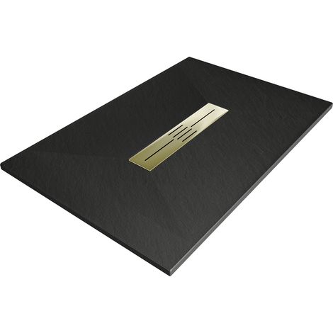 Mexen Toro Rechteckige Duschwanne SMC 140 x 70 cm, schwarz, Blende gold - 43707014-G (1/5)