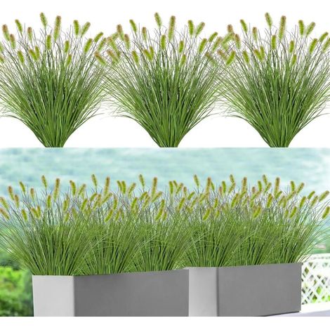 10 Pcs Artificial Grass Plants Outdoor 43cm Fake Green Plants UV Resistant Artificial Shrubs for Home Garden Pot (1/5)