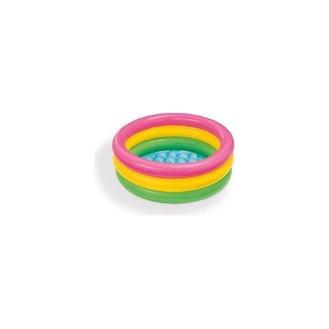 Piscine Gonflable Enfant 61x22cm avec 3 Anneaux, Bassin de Jeu d'Eau pour Enfants +6 Ans, Idéal pour l'Été et le Jardin