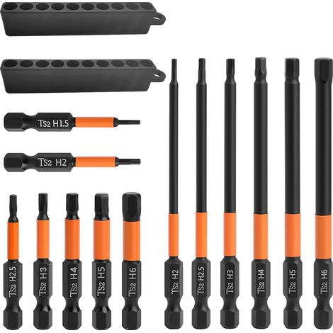 13 Pcs Coffret Embout Visseuse Hex, Tournevis de Precision Long, Embout de Visseuse Aimanté, avec Boîte distributrice, Embouts de Vissage pour Perceuse-Visseuse (13) (1/5)