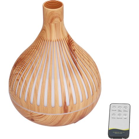 Humidificateur d'ambiance 400 ml, imitation bois, lampe LED colorée, diffuseur d'aromathérapie, télécommande, prise UE