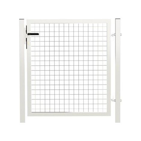 Cloture & Jardin – Portillon grillagé blanc 1,75 m – Revêtement thermolaqué RAL 9016 – Remplissage maille 50x50 mm – Largeur passage 87 cm (1/4)