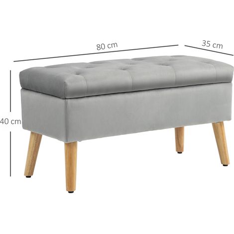 Polsterbank mit Stauraum, Stoffbezug in Samtoptik, Holzbeine, für Wohnzimmer, Schlafzimmer, Flur, 80 x 35 x 42 cm, Grau (1/5)