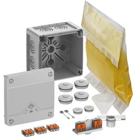 ELS ABOX PRO XT SLK-4² - BOÎTE DE JONCTION ÉTANCHE IP68 AVEC RÉSINE MOULÉE ET CONNECTEURS DE CÂBLE - BORNES FIXES AU SOL ET SANS