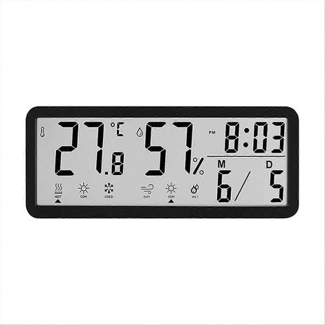 Digitale LCD-Uhr mit einfacher Anzeige von Temperatur, Luftfeuchtigkeit und Datum, ideal für die Dekoration von Wohn- und Büroräumen. (1/5)